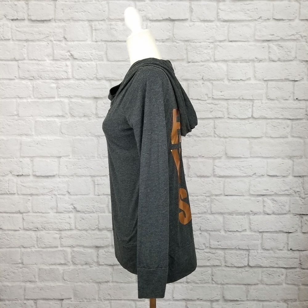Soulcycle dark gray copper letter cowl neck lightweight hoodie womens size Small - Picture 4 of 9